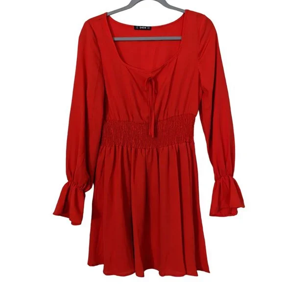 chinese dress ladies Square Neck Long Sleeve Dress – Pretty Moment main image 0